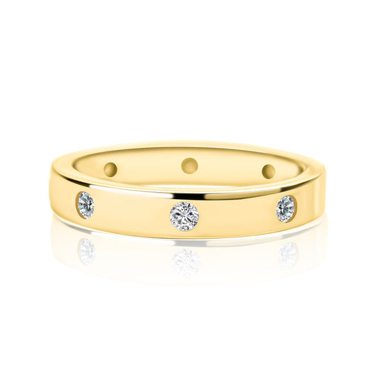 Aurevyn Round Cut Yellow Gold Wide Wedding Band