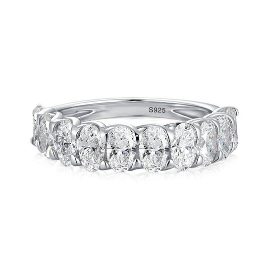 Aurevyn 3.0 Ct Oval Cut Half White Gold Wedding Band