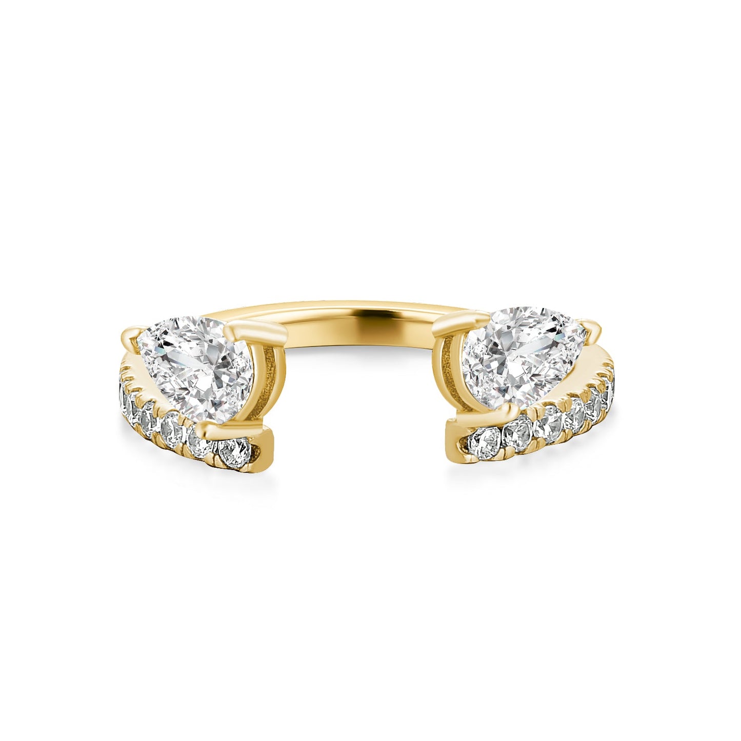 Aurevyn 1.0Ct Pear Cut Yellow Gold Open Wedding Band In Sterling Silver