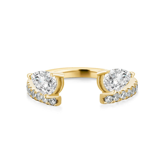 Aurevyn 1.0Ct Pear Cut Yellow Gold Open Wedding Band In Sterling Silver