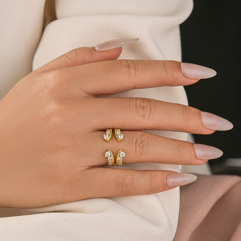 Aurevyn Moissanite Round Cut Jacket Yellow Gold Stack Wedding Band