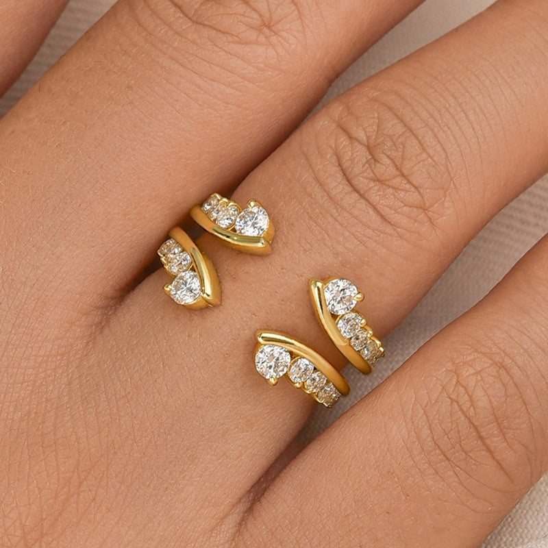 Aurevyn Moissanite Round Cut Jacket Yellow Gold Stack Wedding Band