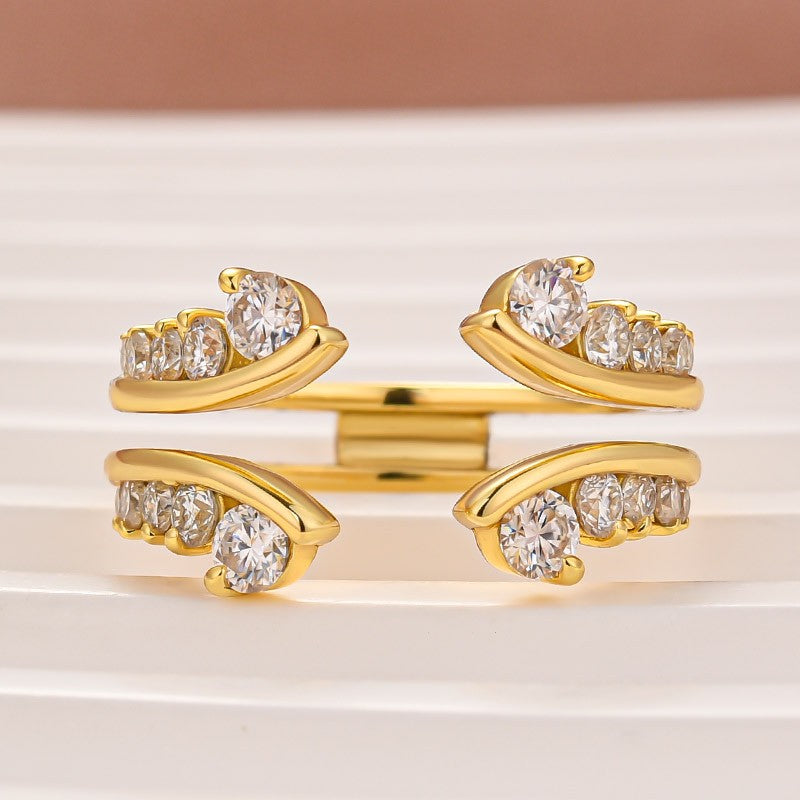 Aurevyn Moissanite Round Cut Jacket Yellow Gold Stack Wedding Band
