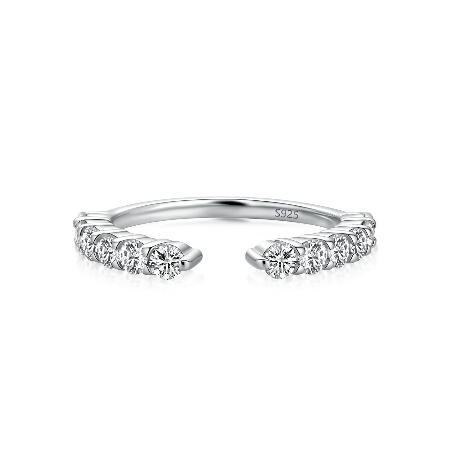 Aurevyn Open Round Cut White Gold Wedding Band