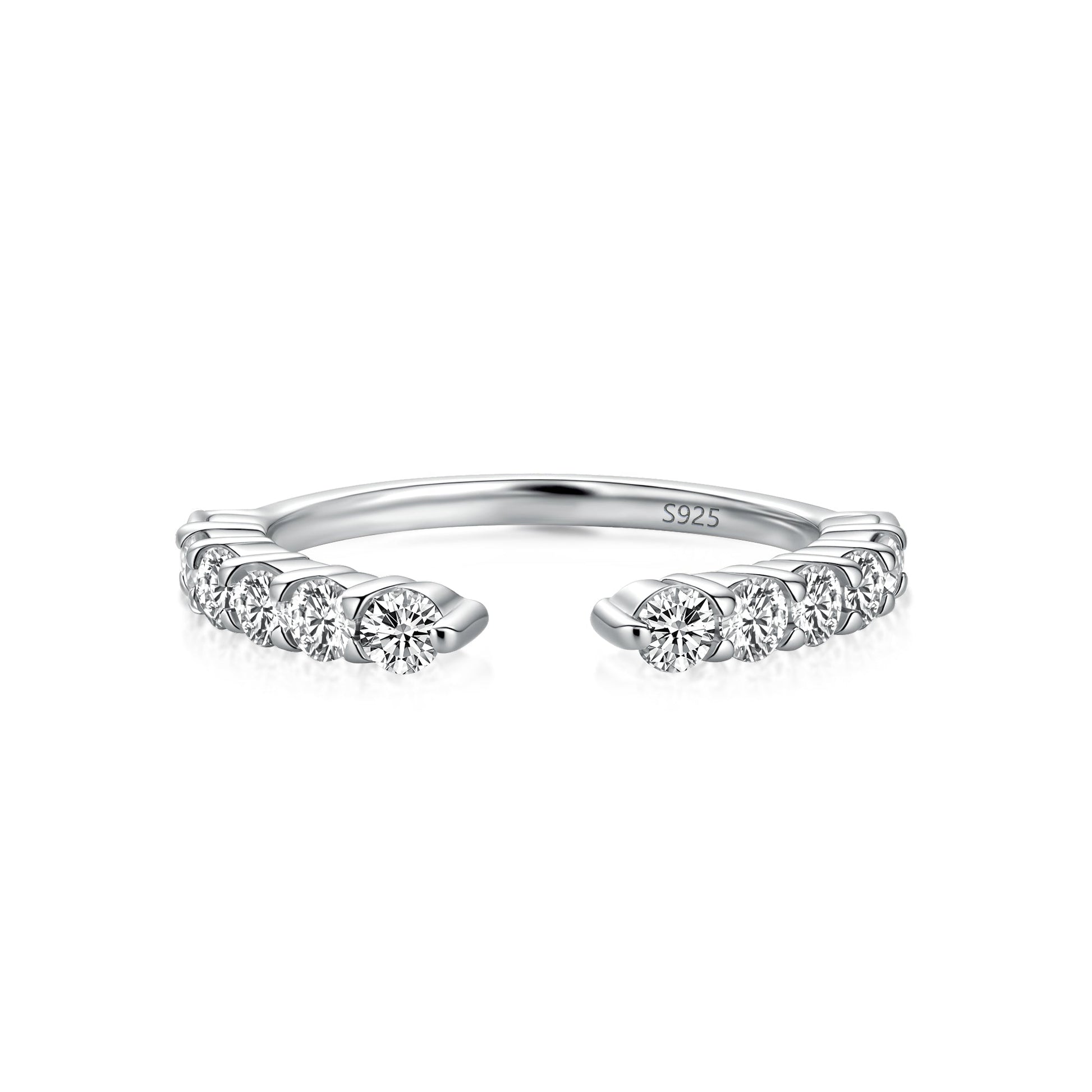 Aurevyn Open Round Cut White Gold Wedding Band
