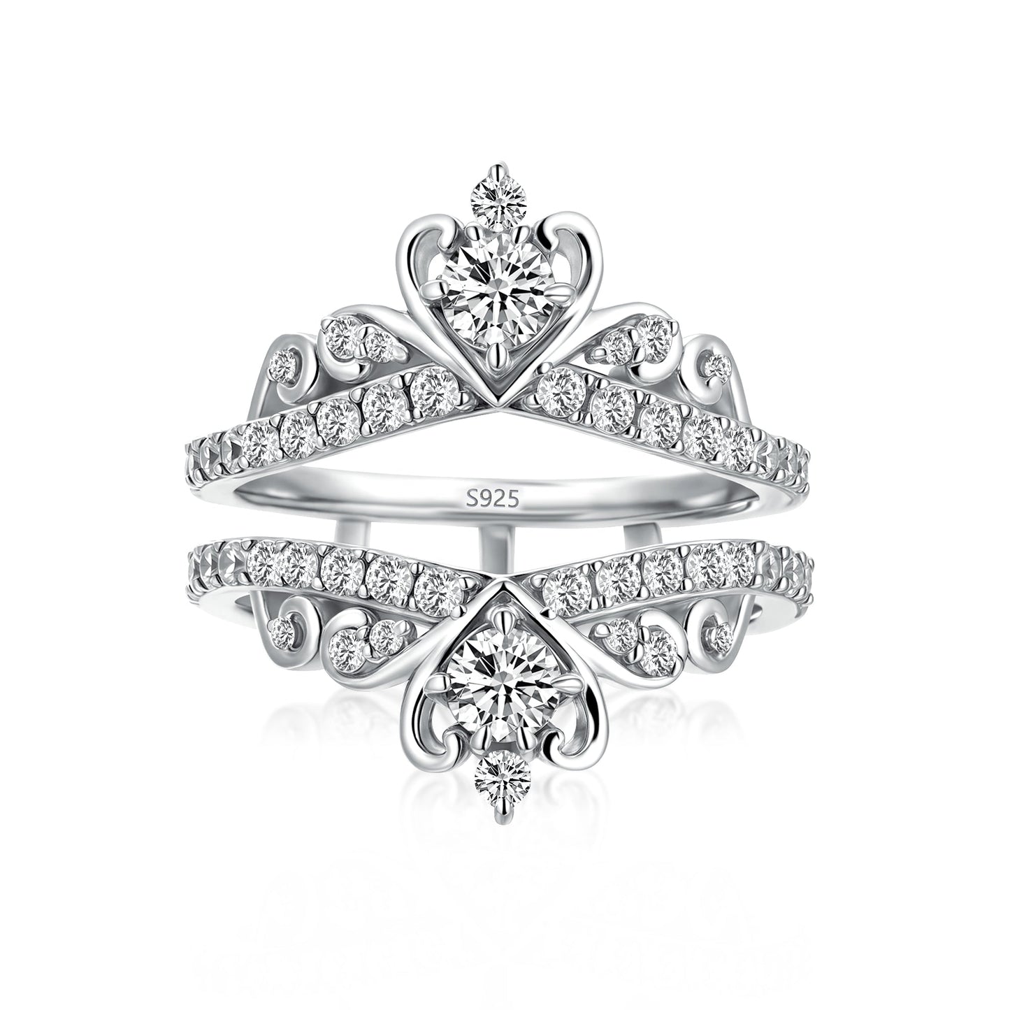 Aurevyn Moissanite Crown Shaped Insert Wedding Band Engagament Ring Enhancer In Sterling Silver
