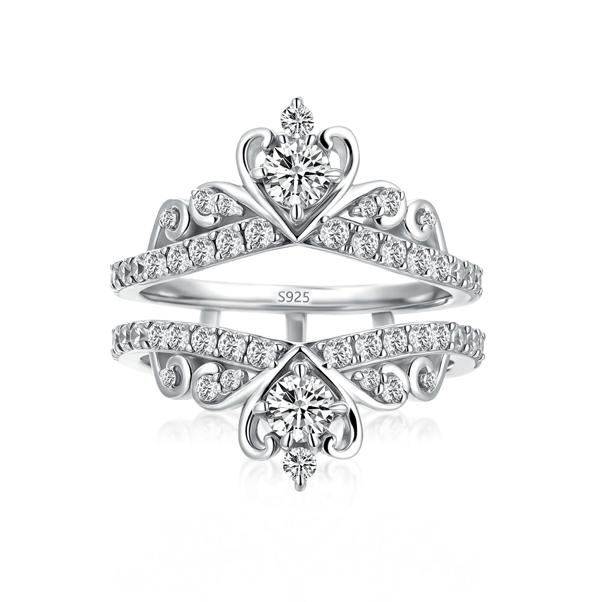 Aurevyn Moissanite Crown Shaped Insert Wedding Band Engagament Ring Enhancer In Sterling Silver