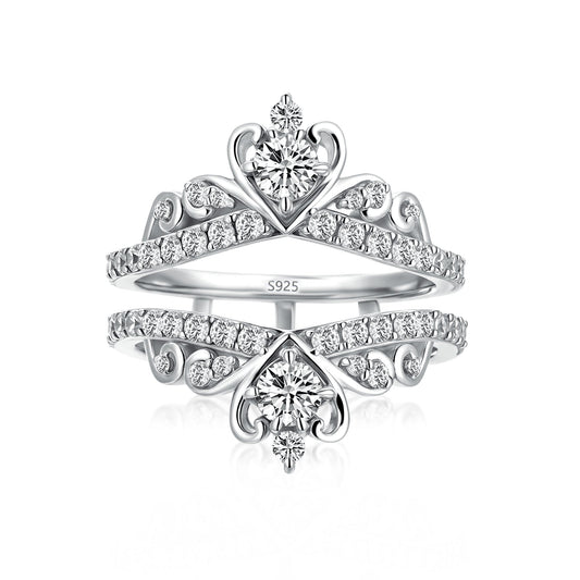 Aurevyn Moissanite Crown Shaped Insert Wedding Band Engagament Ring Enhancer In Sterling Silver