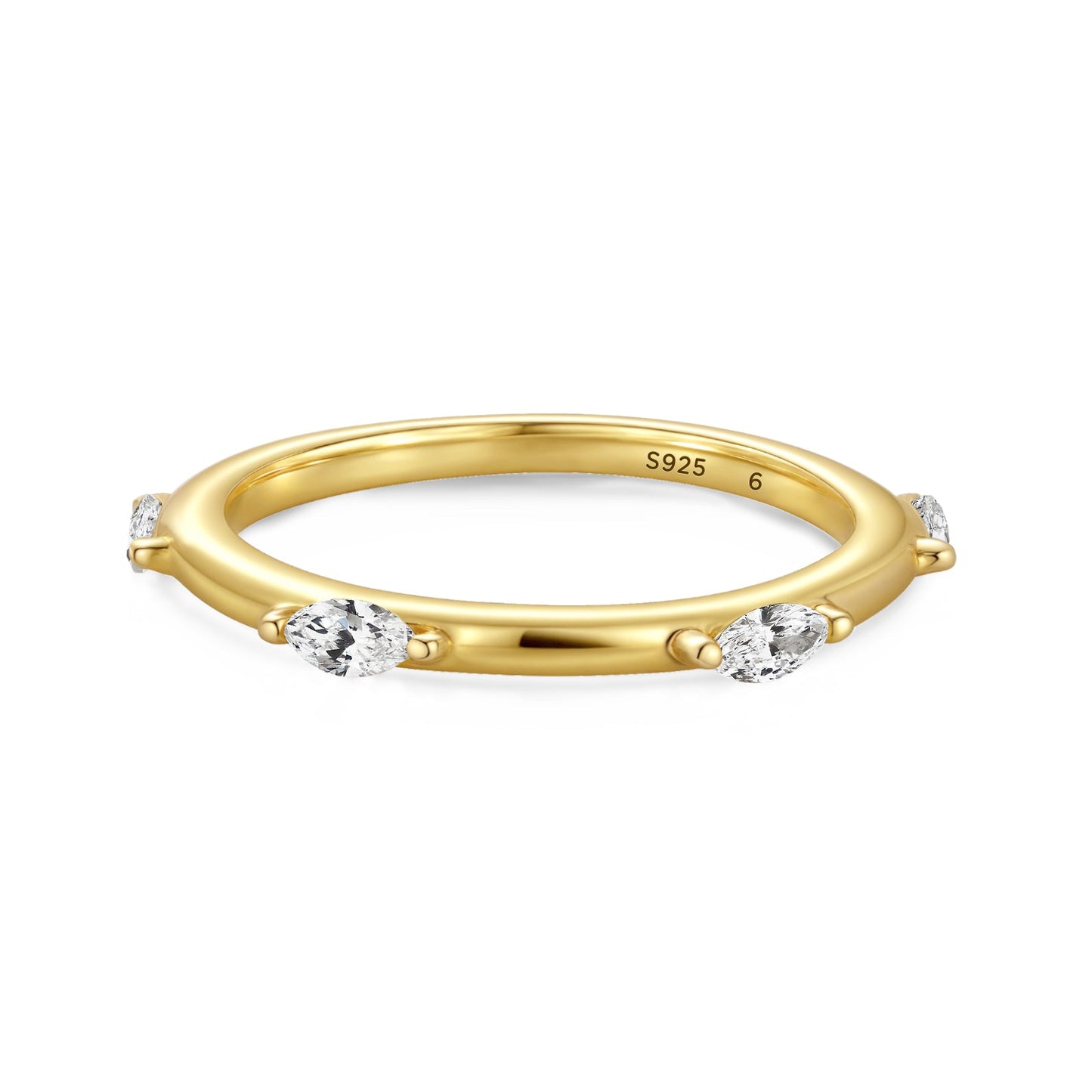 Aurevyn Moissanite Yellow Gold Marquise Cut Wedding Band