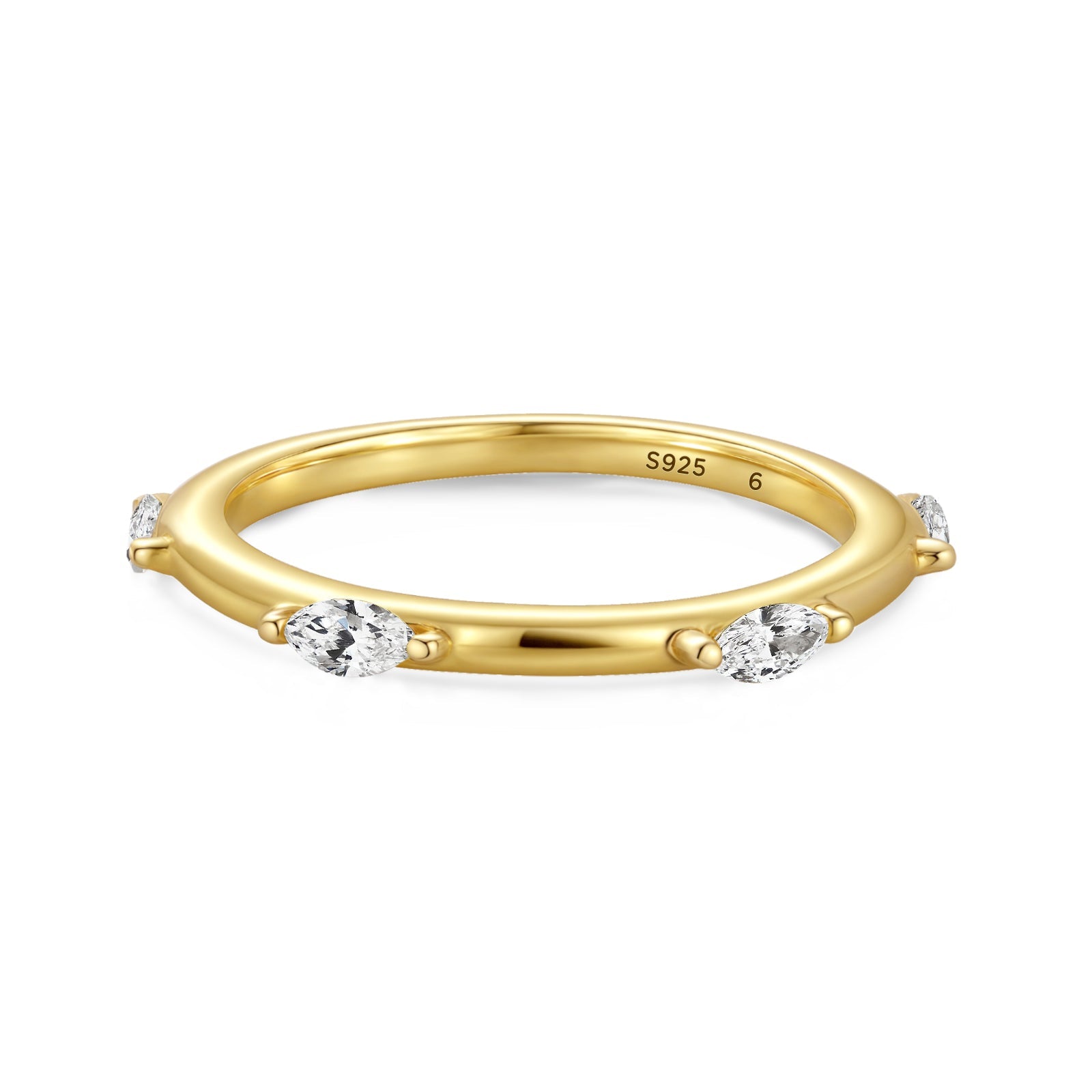 Aurevyn Moissanite Yellow Gold Marquise Cut Wedding Band