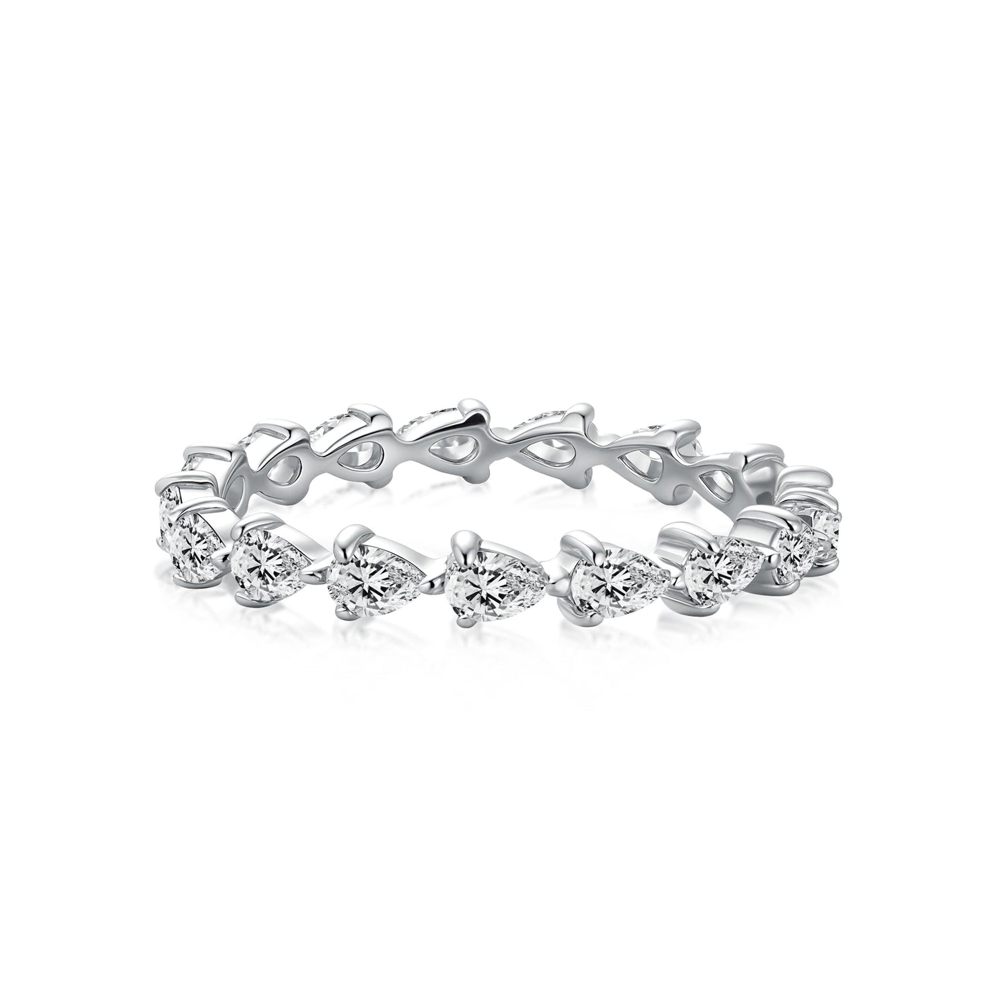 Aurevyn Full Eternity Pear Cut White Gold Wedding Band