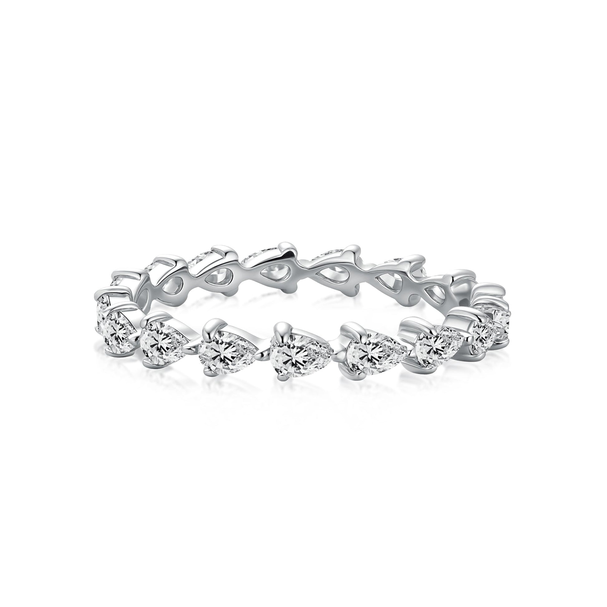 Aurevyn Full Eternity Pear Cut White Gold Wedding Band