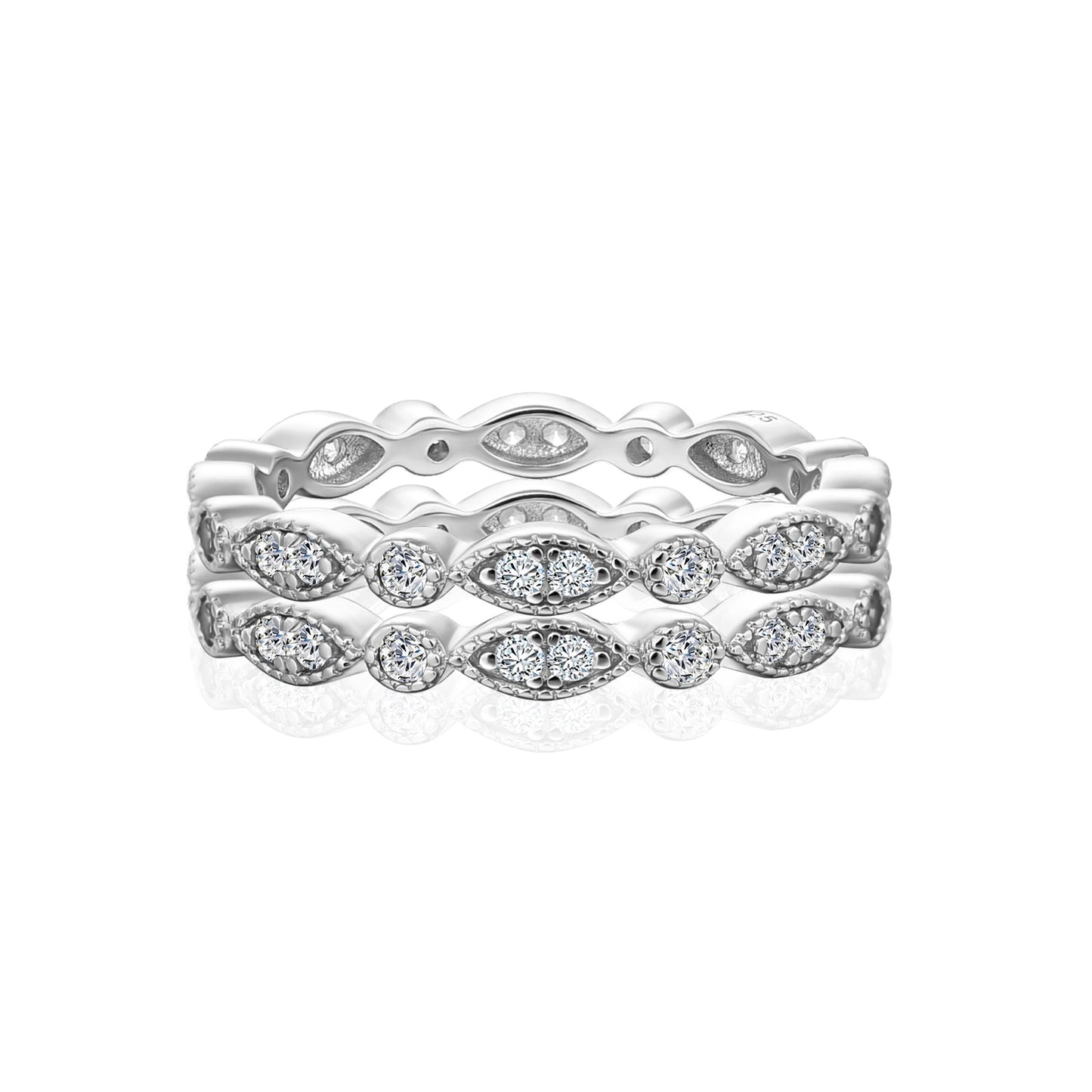 Aurevyn 0.6Ct Moissanite with Matching Pave Eternity Band in White Gold
