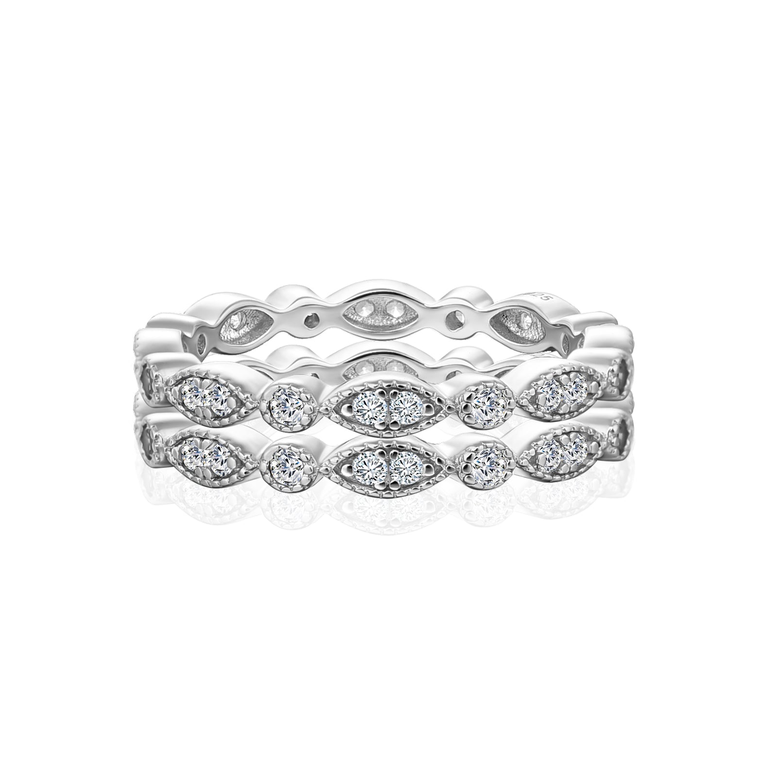 Aurevyn 0.6Ct Moissanite with Matching Pave Eternity Band in White Gold