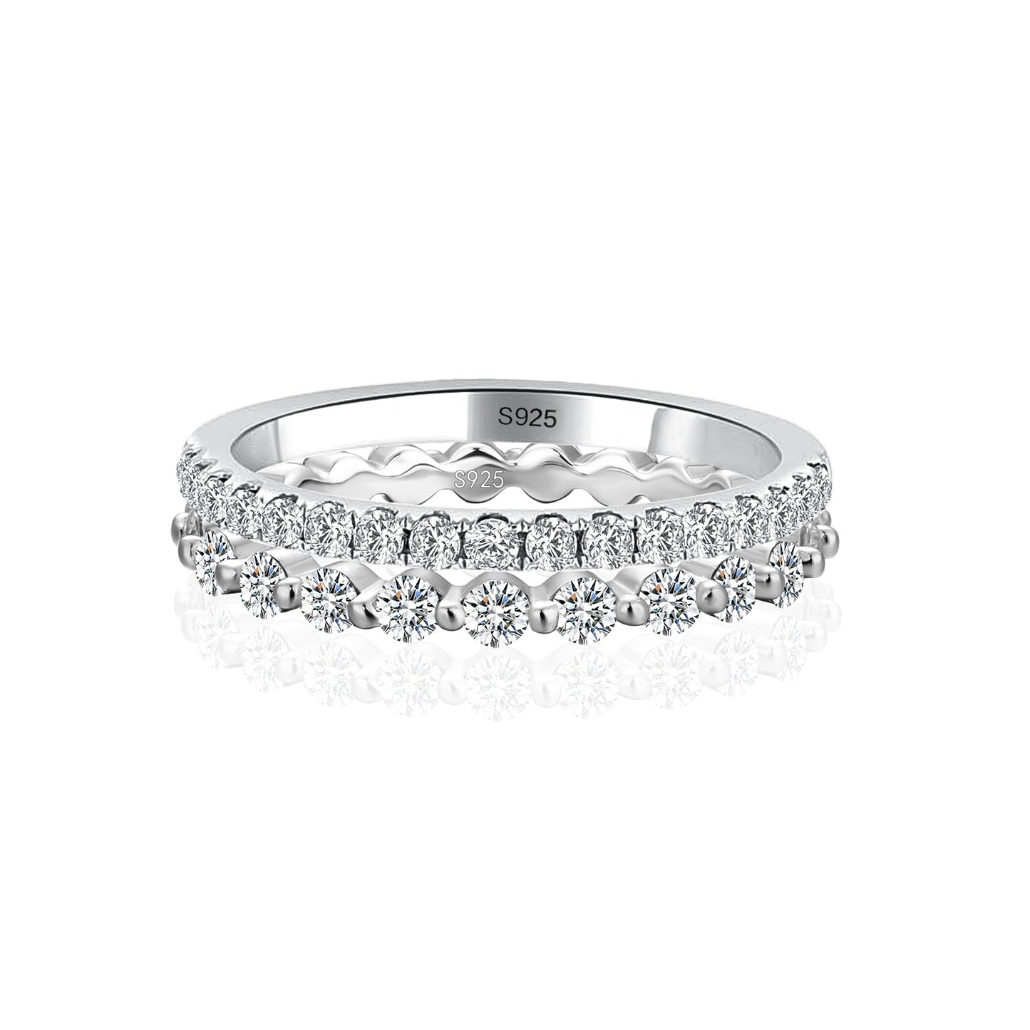 Aurevyn Moissanite Women's Stackable Wedding Band Set In Sterling Silver