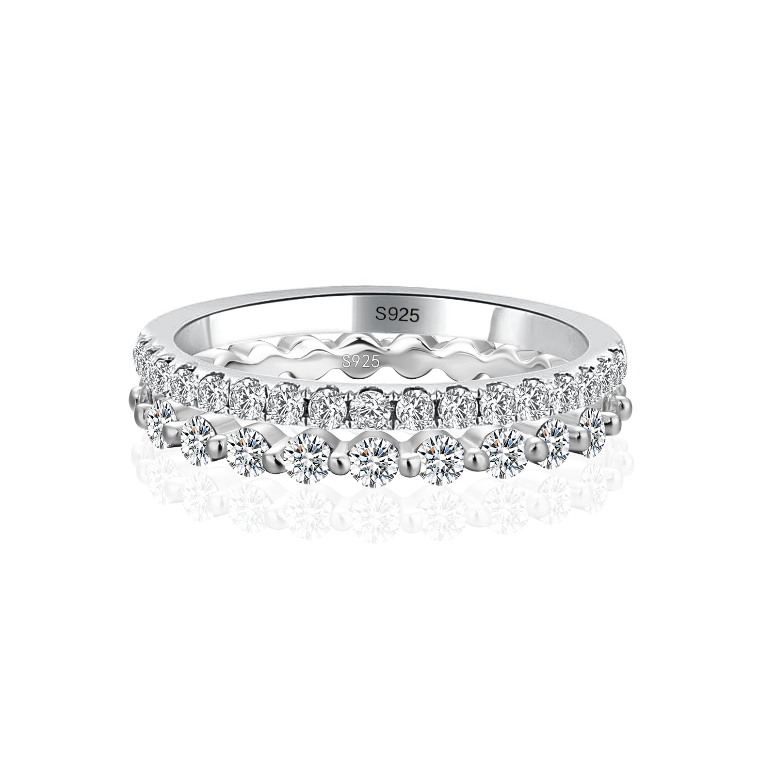 Aurevyn Moissanite Women's Stackable Wedding Band Set In Sterling Silver