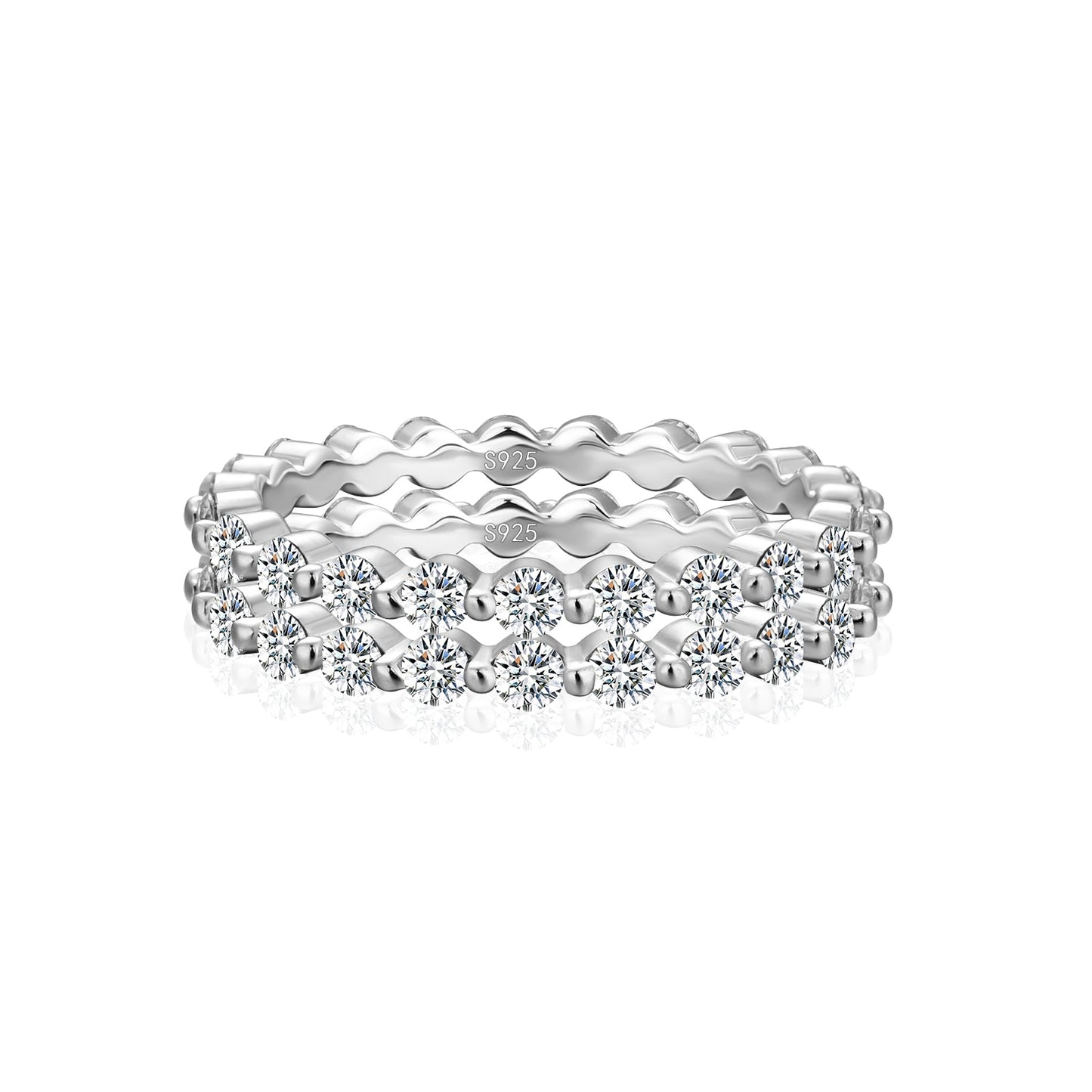 Aurevyn Moissanite Round Cut White Gold Wedding Band Set