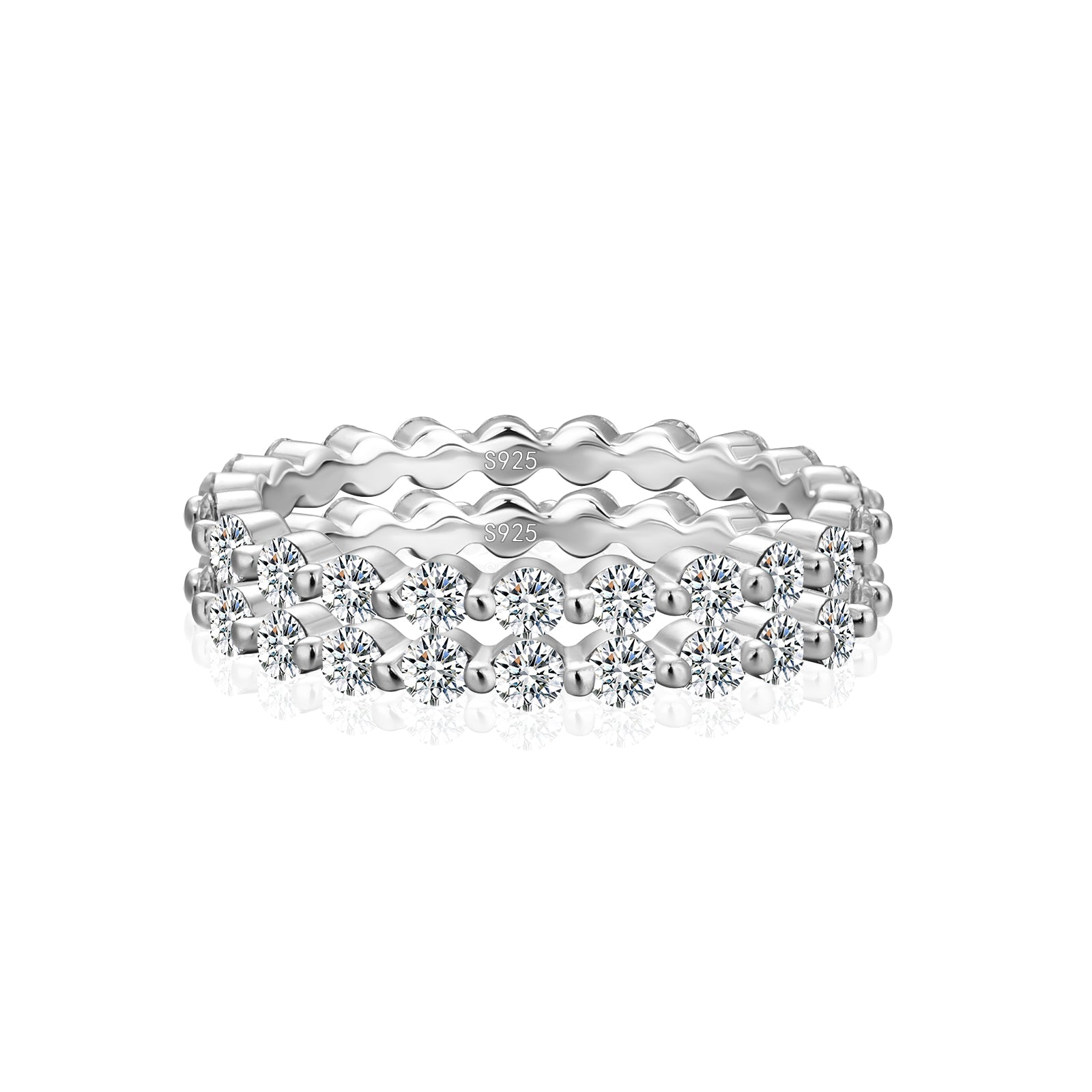 Aurevyn Moissanite Round Cut White Gold Wedding Band Set