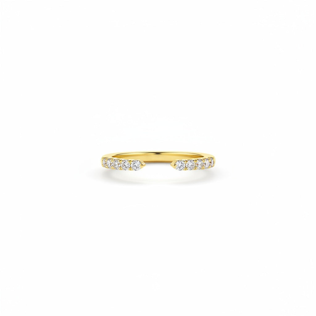 Aurevyn 0.2Ct Round Cut Yellow Gold Open Moissanite Diamond Wedding Band