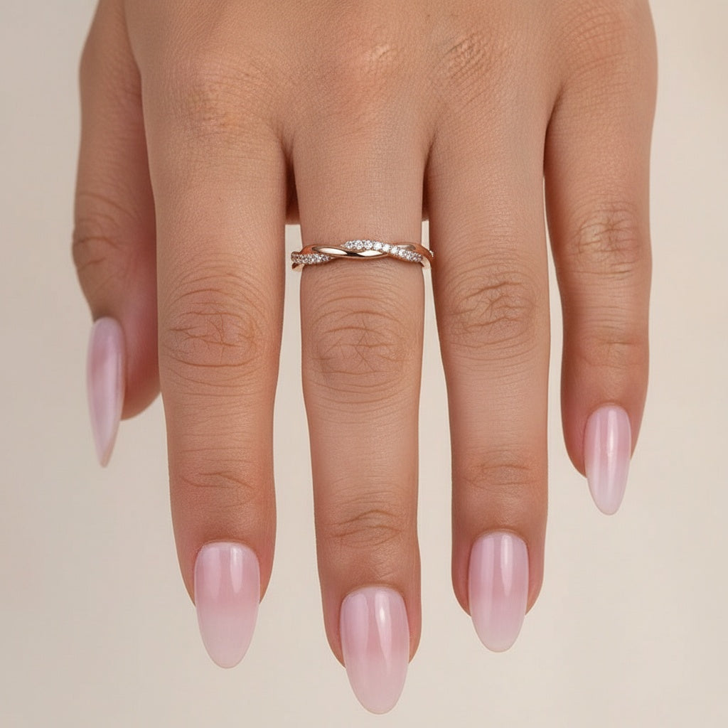 Aurevyn 0.3 Ct Round Cut Pave Rose Gold Wedding Band