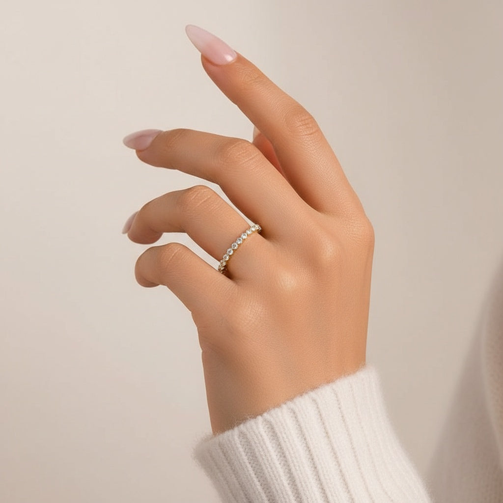 Aurevyn 0.4 Ct Yellow Gold Half Eternity Thin Women's Wedding Band