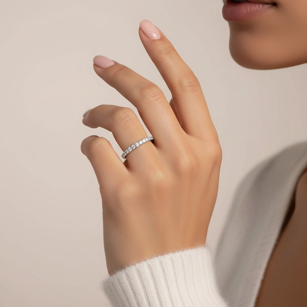 Aurevyn 0.5 Ct Full Eternity Thin Wedding Band For Women