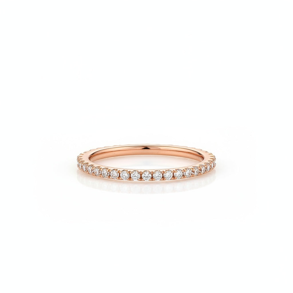 Aurevyn 0.5 Ct Rose Gold  Full Eternity Thin Wedding Band For Women