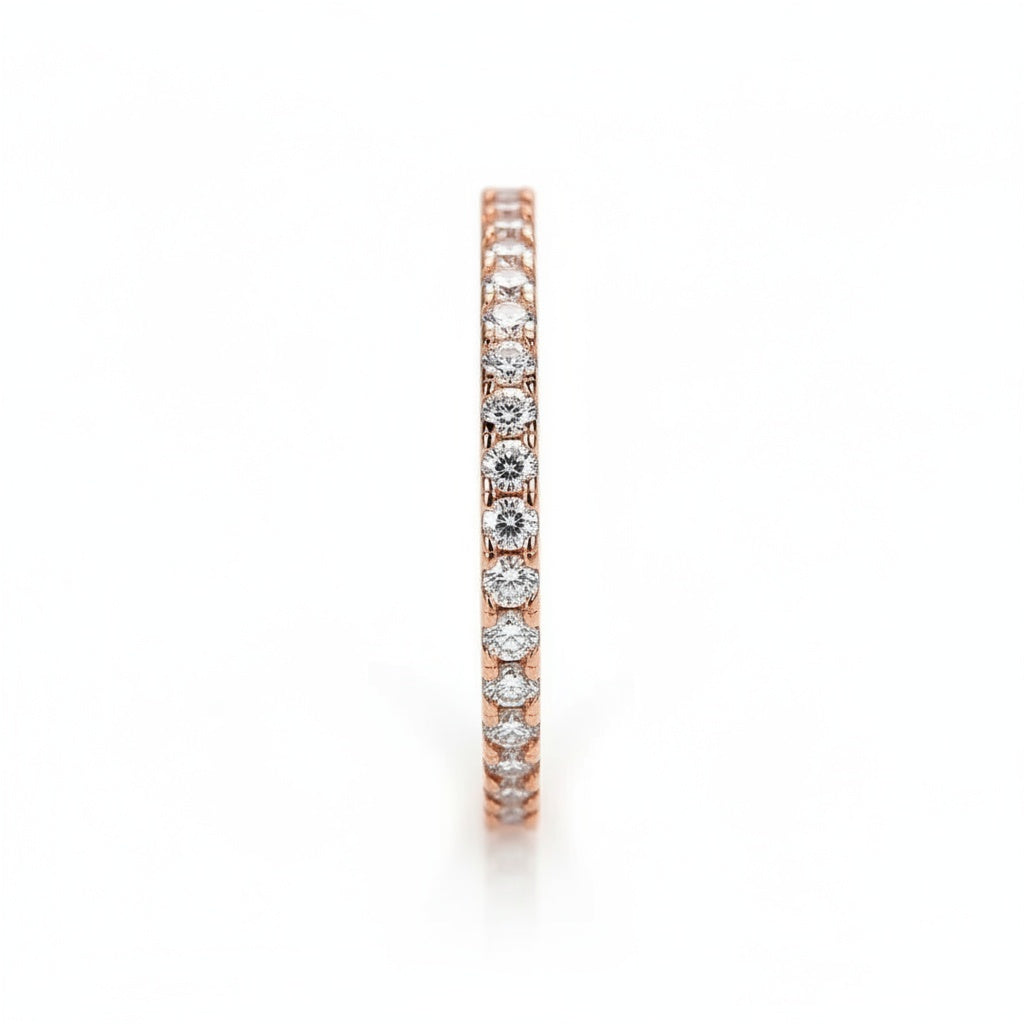 Aurevyn 0.5 Ct Round Cut Half Halo Rose Gold Anniversary Ring
