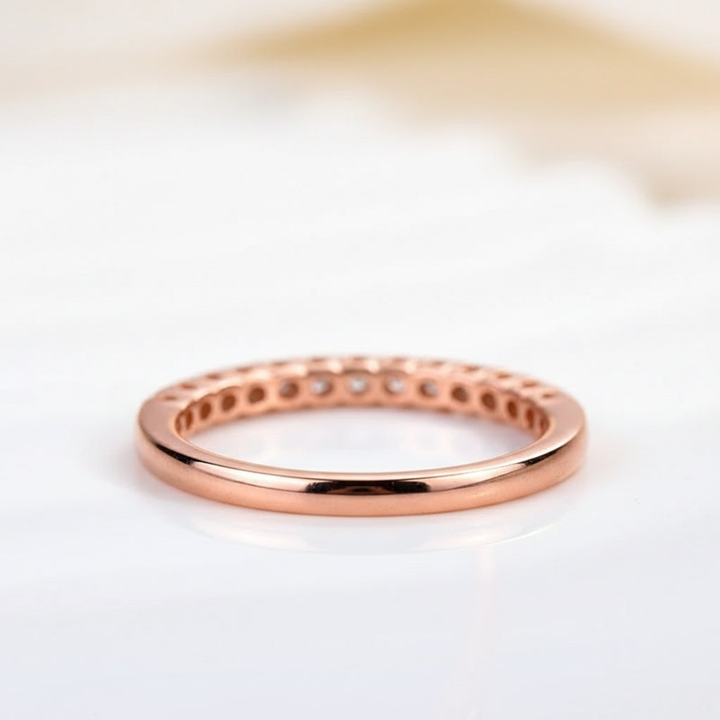 Aurevyn 0.5 Ct Round Cut Half Halo Rose Gold Anniversary Ring