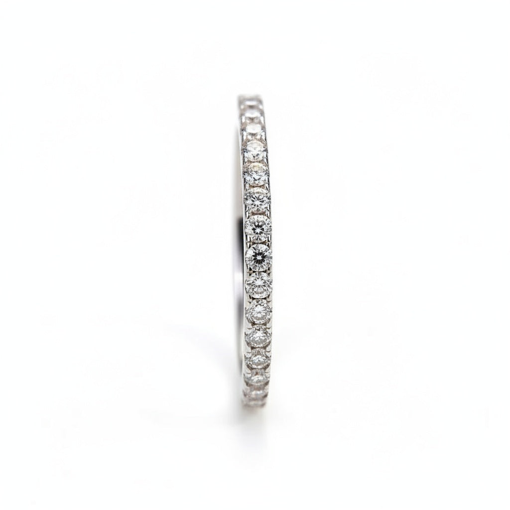 Aurevyn 0.5 Ct Round Cut Half Halo White Gold Anniversary Ring