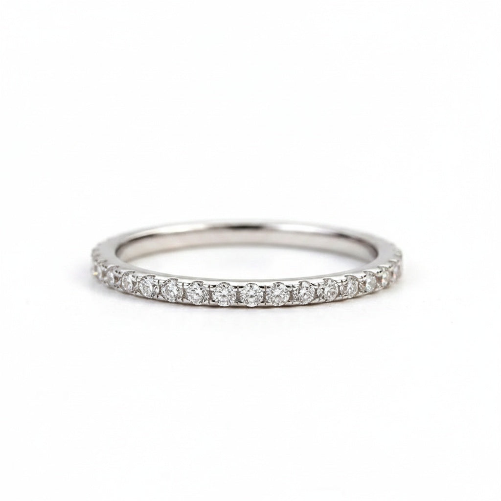 Aurevyn 0.5 Ct Round Cut Half Halo White Gold Anniversary Ring