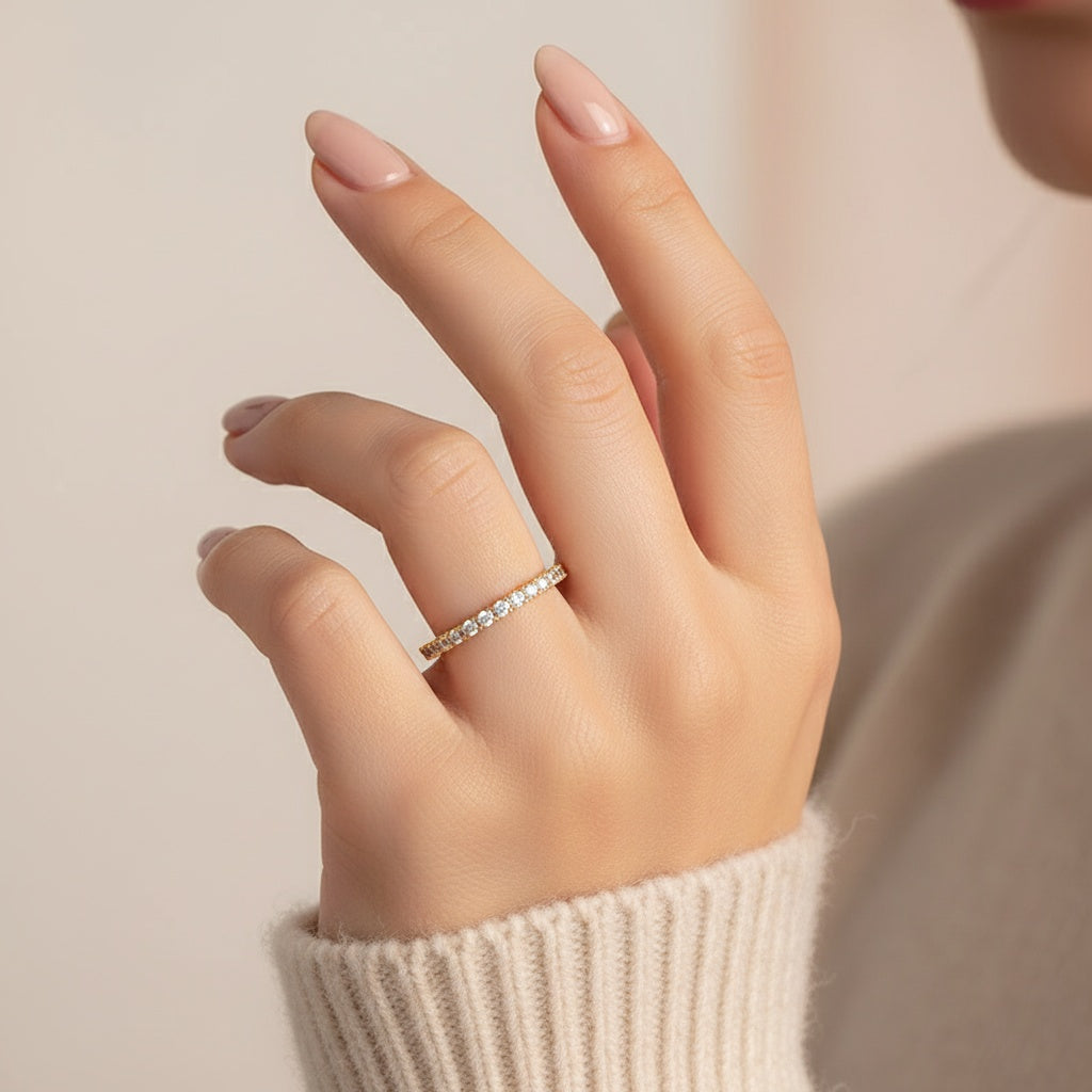 Aurevyn 0.5 Ct Round Cut Yellow Gold Anniversary Ring