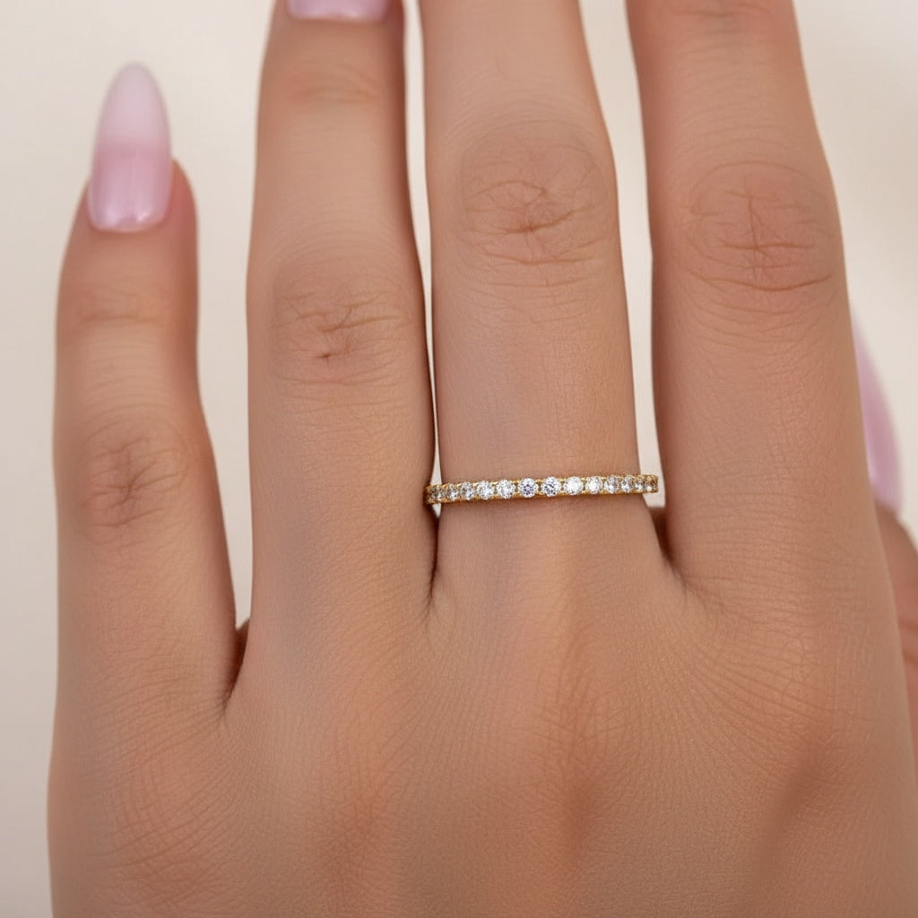 Aurevyn 0.5 Ct Round Cut Yellow Gold Anniversary Ring