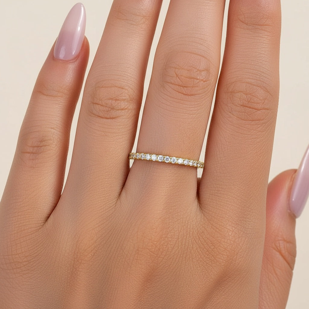 Aurevyn 0.5 Ct Yellow Gold  Full Eternity Thin Wedding Band For Women