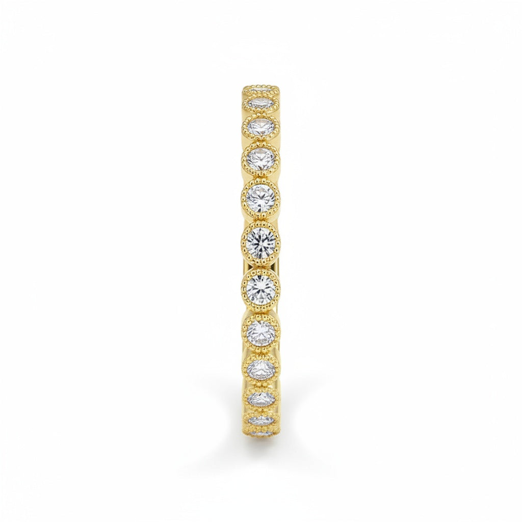 Aurevyn 0.5 Ct Yellow Gold Round Cut Pave Wedding Band