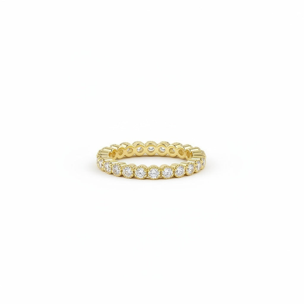 Aurevyn 0.5 Ct Yellow Gold Round Cut Pave Wedding Band