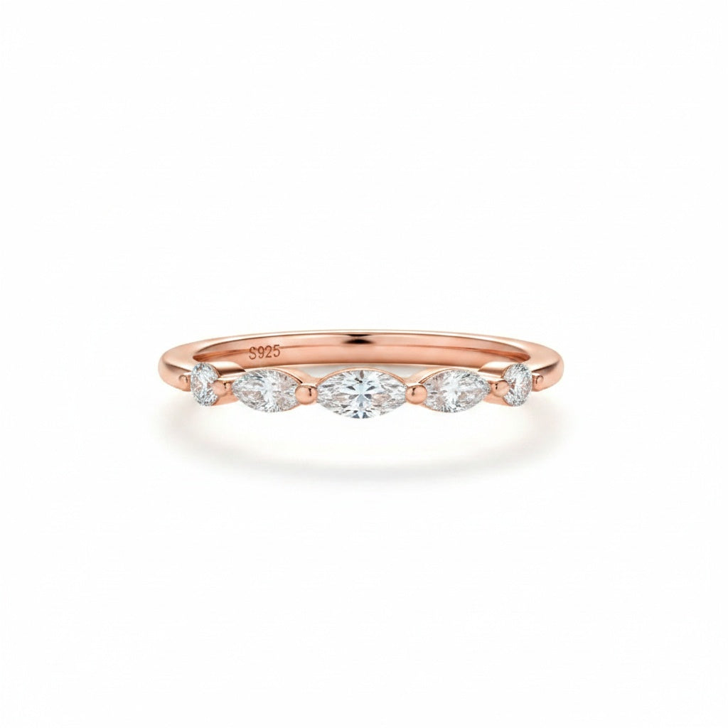 Aurevyn 0.55 Ct Marquise-Round Rose Gold Wedding Band