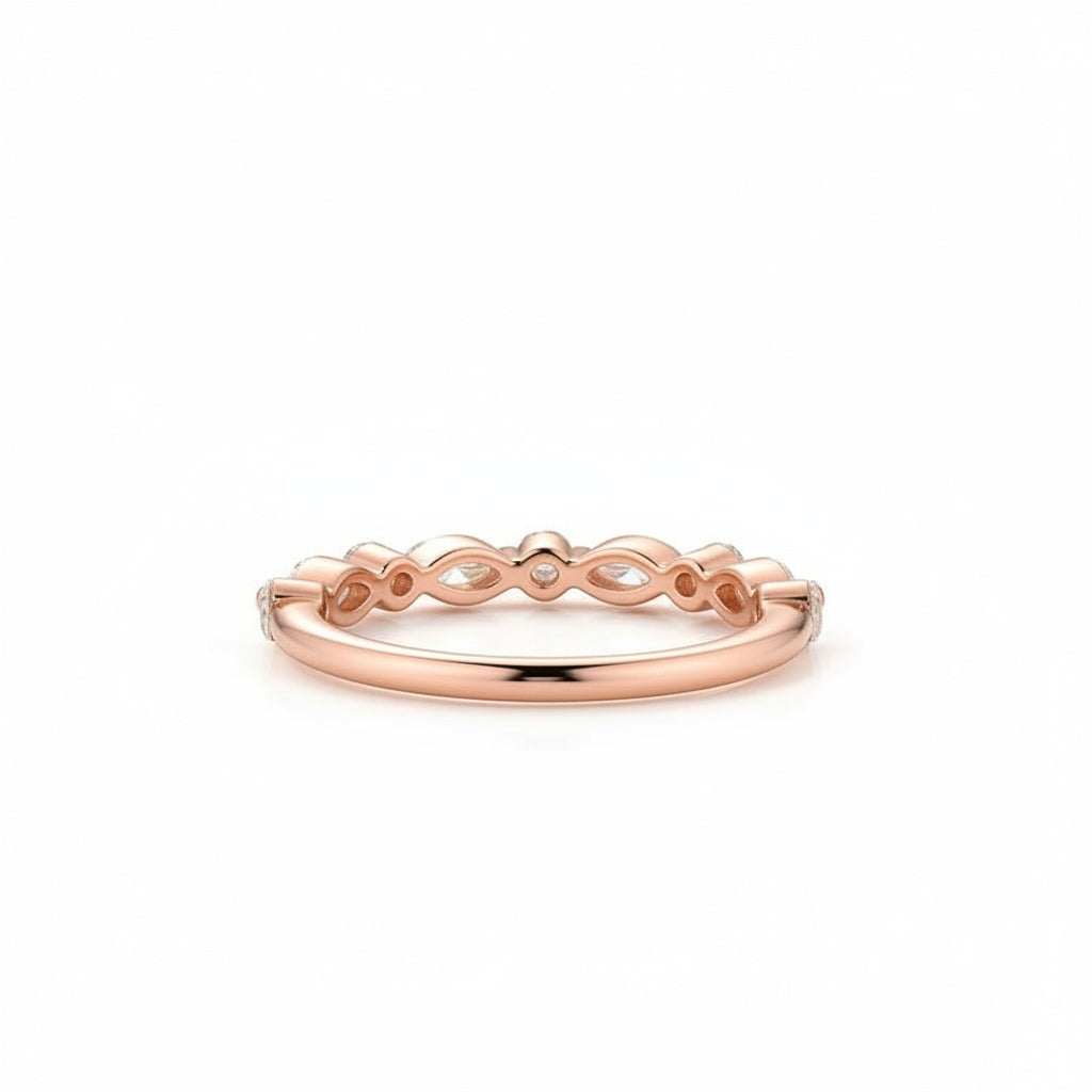 Aurevyn 0.55 Ct Marquise-Round Rose Gold Wedding Band