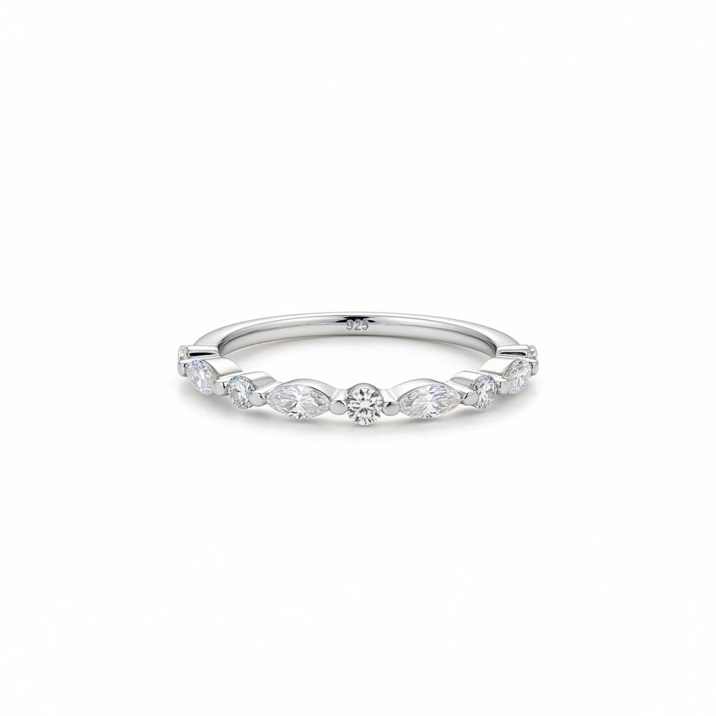 Aurevyn 0.55 Ct Marquise-Round White Gold Wedding Band