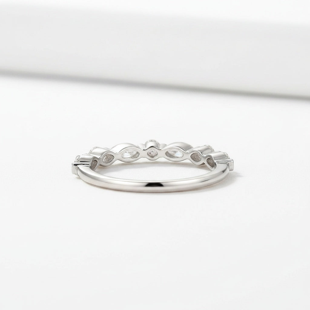Aurevyn 0.55 Ct Marquise-Round White Gold Wedding Band