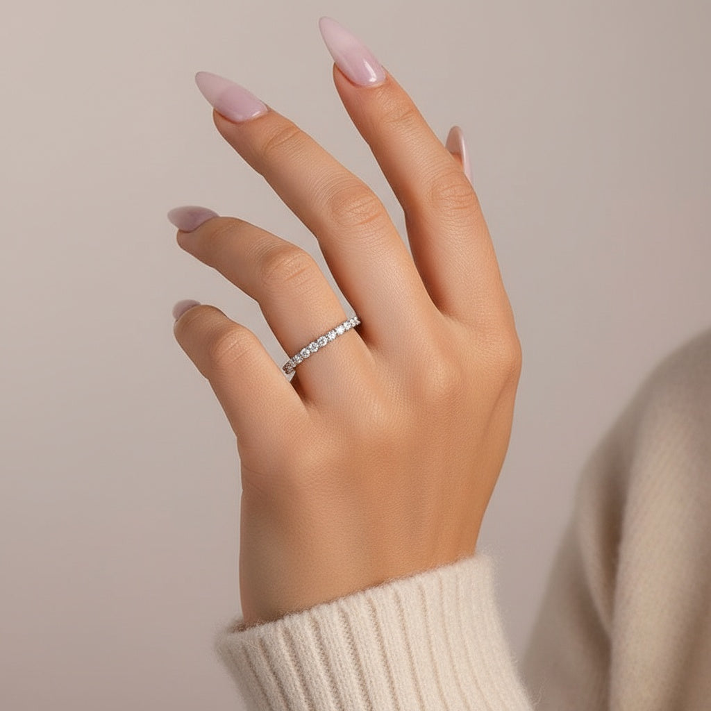 Aurevyn 0.6 Ct White Gold Round Cut Eternity Wedding Band
