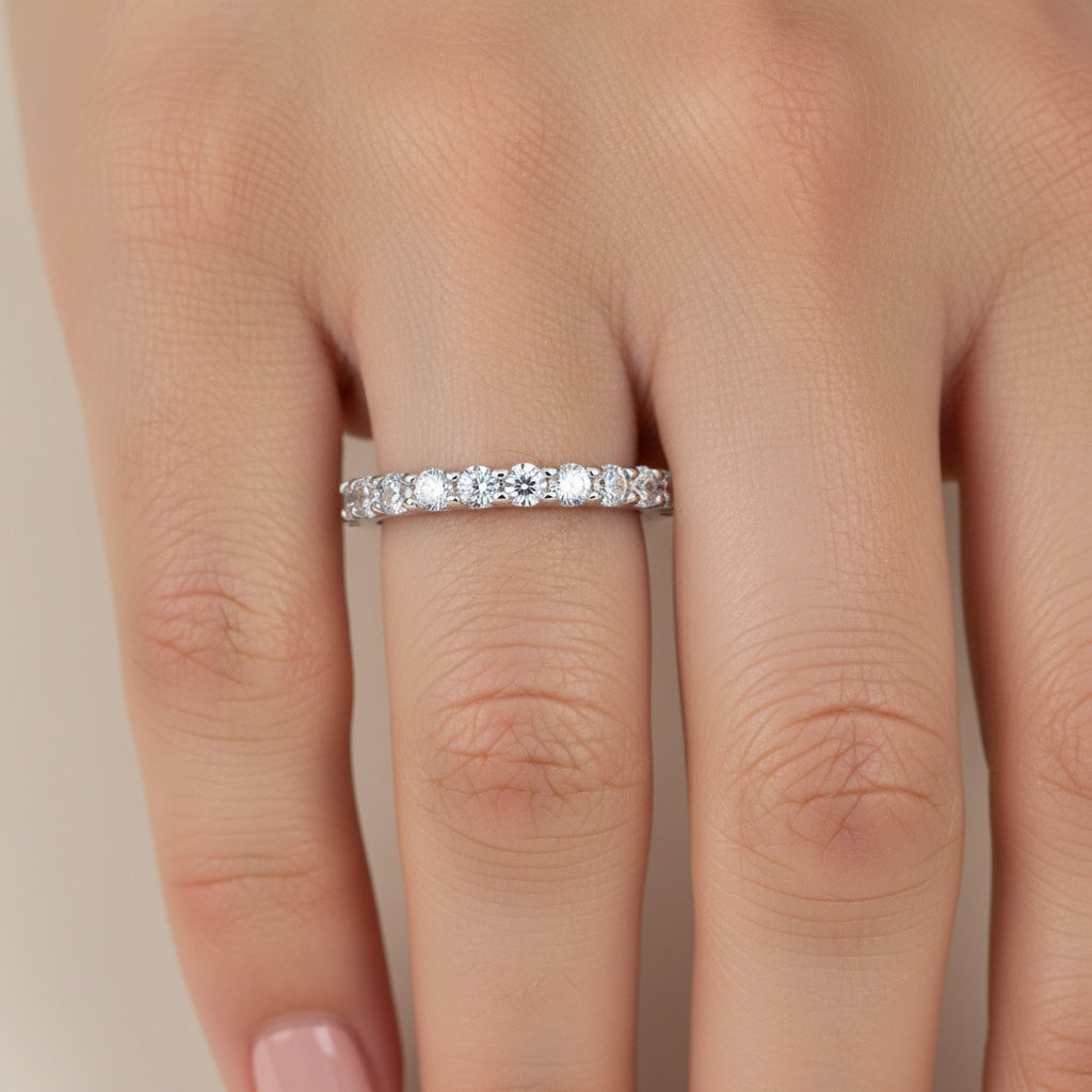 Aurevyn 0.6 Ct White Gold Round Cut Eternity Wedding Band