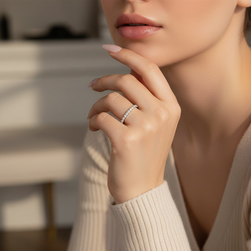 Aurevyn 0.6 Ct White Gold Round Cut Eternity Wedding Band
