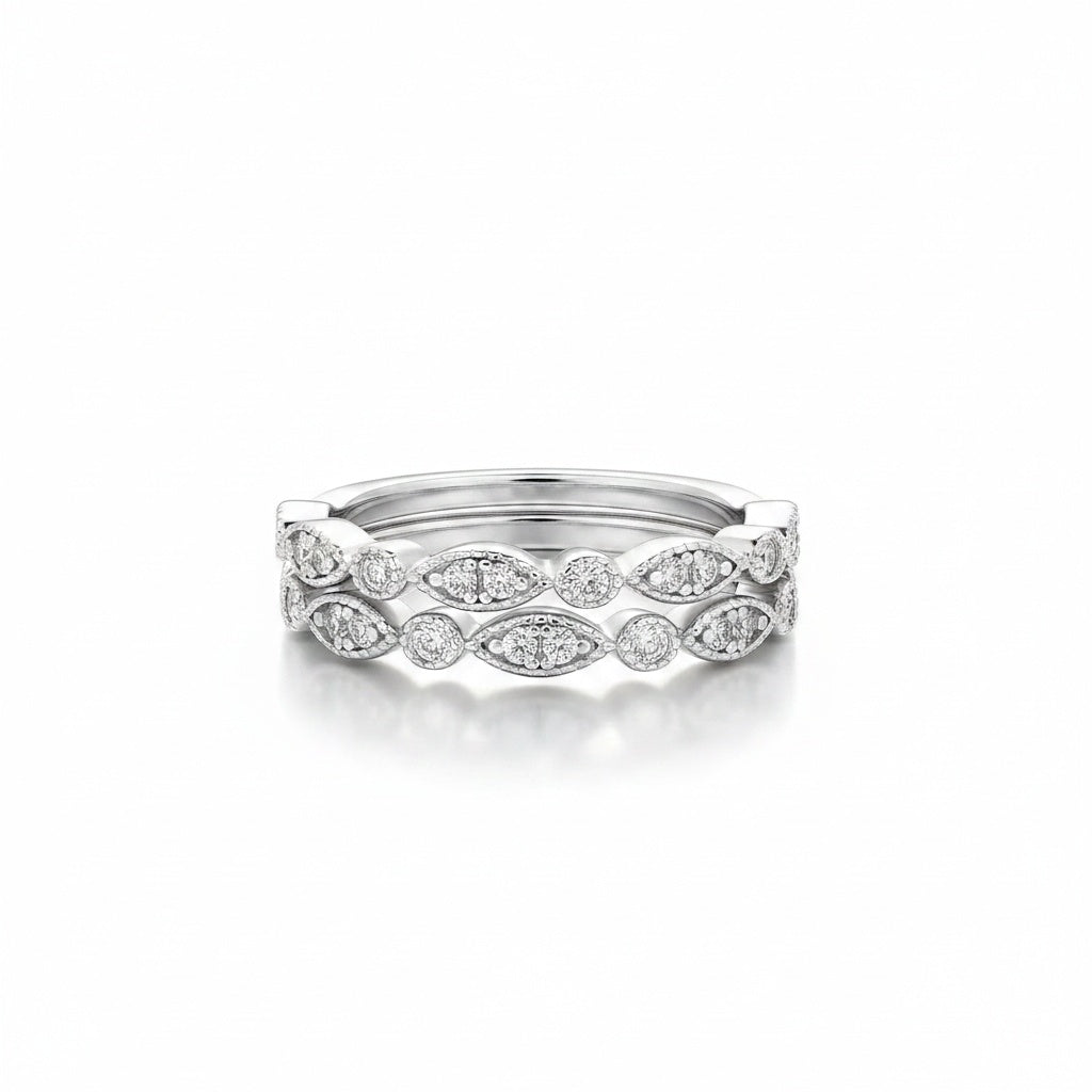 Aurevyn 0.6Ct Moissanite with Matching Pave Eternity Band in White Gold