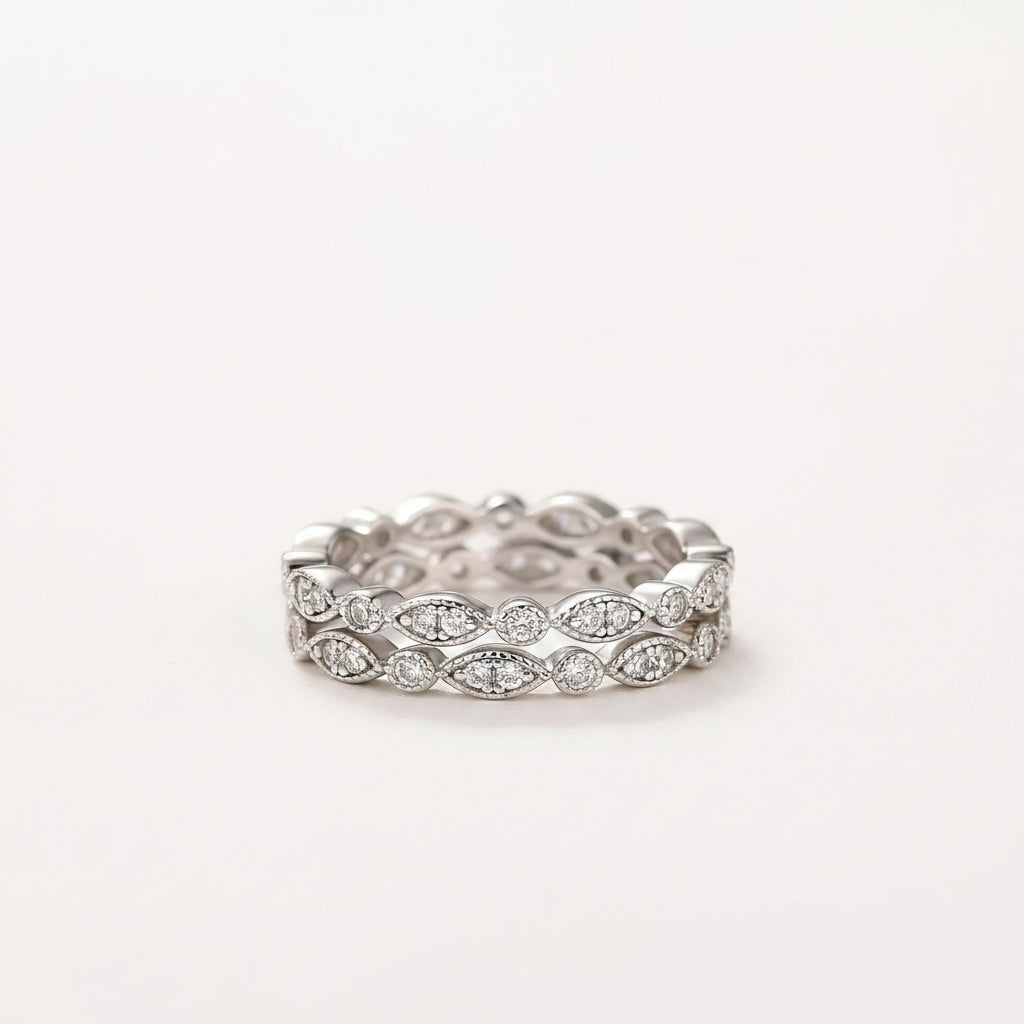 Aurevyn 0.6Ct Moissanite with Matching Pave Eternity Band in White Gold