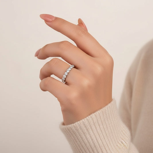Aurevyn 0.7Ct Round Cut White Gold Women's Wedding Band