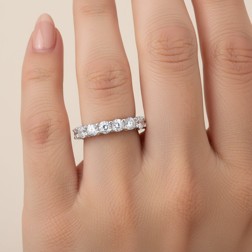 Aurevyn 0.7Ct Round Cut White Gold Women's Wedding Band