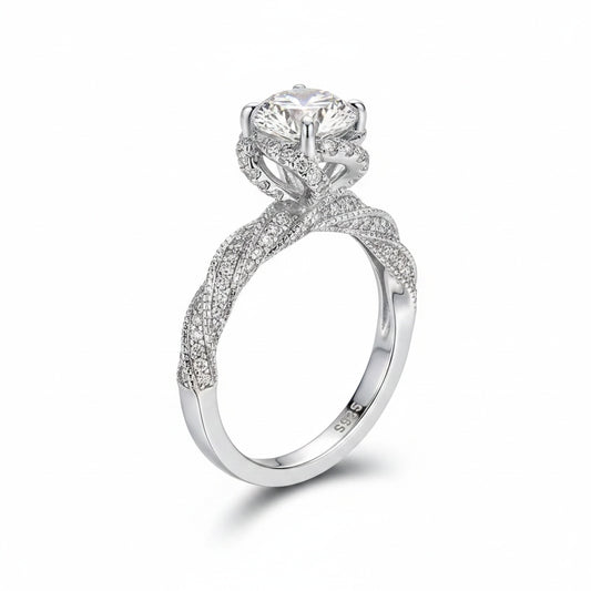Aurevyn 1.0 Ct Flower Design Promise Ring For Women