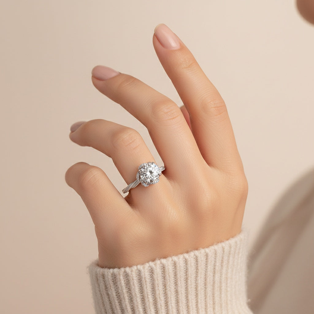 Aurevyn 1.0 Ct Flower Design Promise Ring For Women