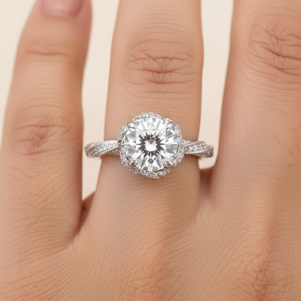 Aurevyn 1.0 Ct Flower Design Promise Ring For Women